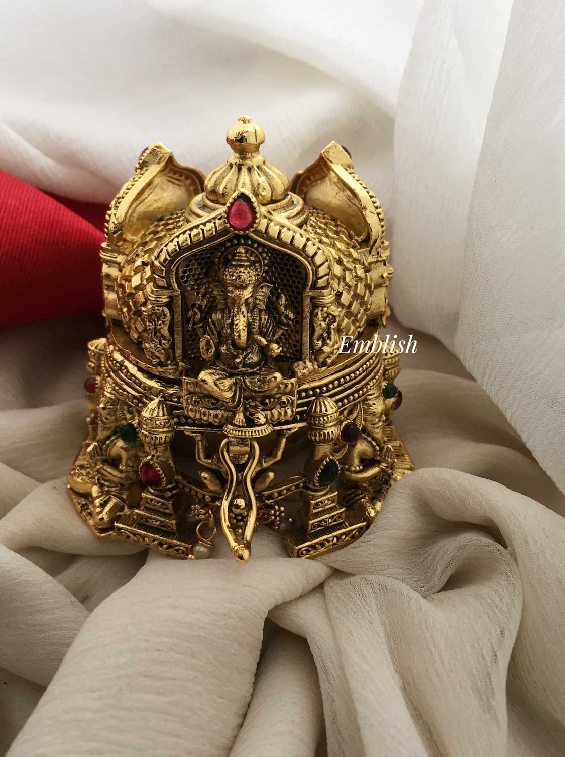 Lord Ganesha ,Saraswathi ,Lakshmi Dome Kumkum Box